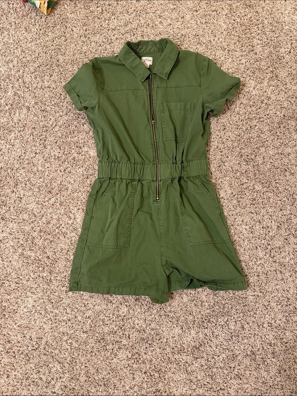 J Crew Olive Green Short Romper - Zipper Front